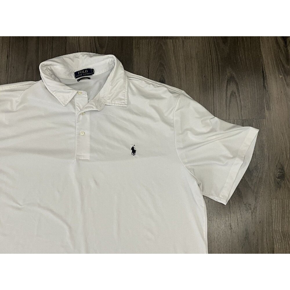 Polo Ralph Lauren Shirt Mens White Performance Golf Polo Stretch 2XB - Picture 2 of 8